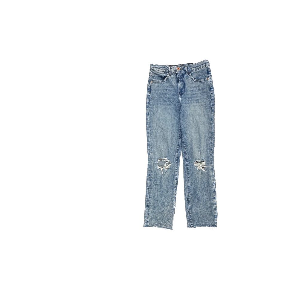 Express Curvy Mom Super High Rise Distressed Raw Hem Women's size‎ 4 Blue Jeans